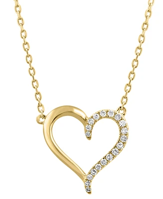 Effy Diamond Heart 18" Pendant Necklace (1/8 ct. t.w.) in Sterling Silver or Gold-Plated Sterling Silver