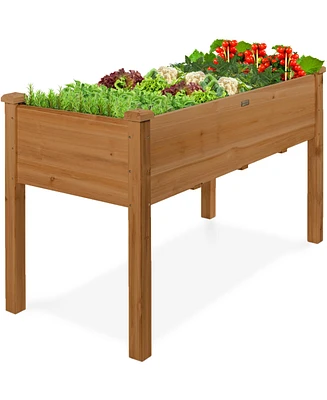 Best Choice Product 48x24x30in Raised Garden Bed, Elevated Wooden Planter for Yard w/ Foot Caps, Bed Liner