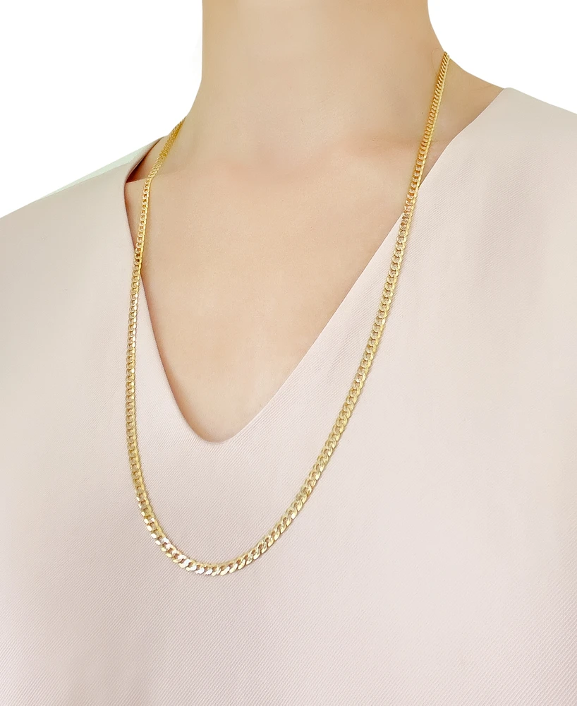 28" Two-Tone Open Curb Link Chain Necklace (3-5/8mm) in Solid 14k Gold & White Gold