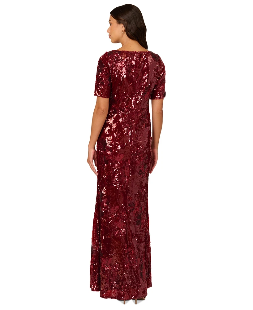 Adrianna Papell Women's Square-Neck Sequin Gown