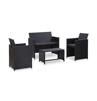 vidaXL Piece Patio Lounge Set with Cushions Poly Rattan