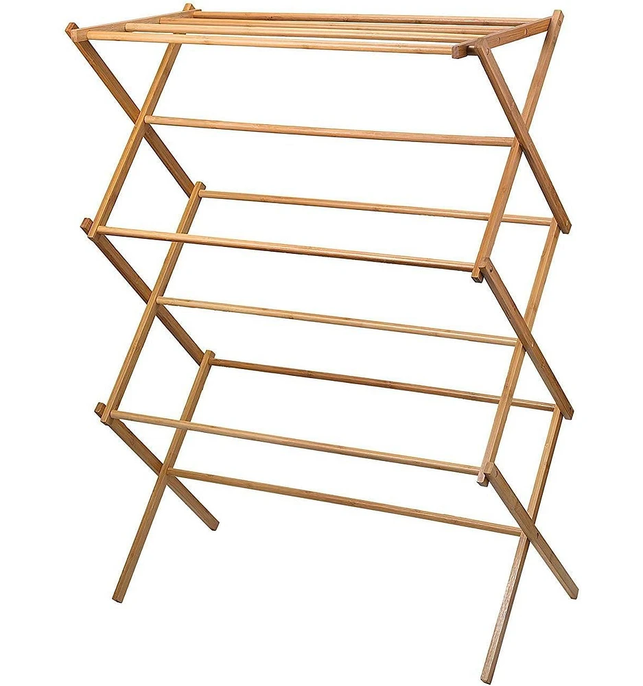 Homeitusa Bamboo Wooden Clothes Drying Rack - Oversize Hang Rack for Clothes - Laundry Rack for Clothing Drying Natural