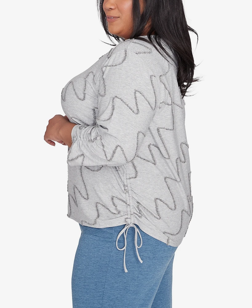 Alfred Dunner Plus Casual Fridays Diagonal Textured Crew Neck Top