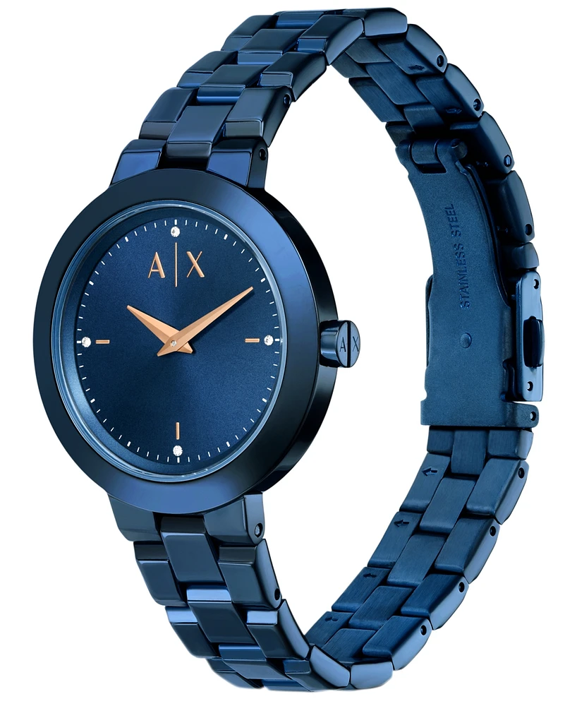 A|X Armani Exchange Women's Quartz Two-Hand Blue Stainless Steel Watch 36mm