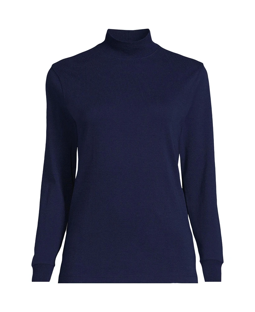 Lands' End Plus Relaxed Cotton Long Sleeve Mock Turtleneck