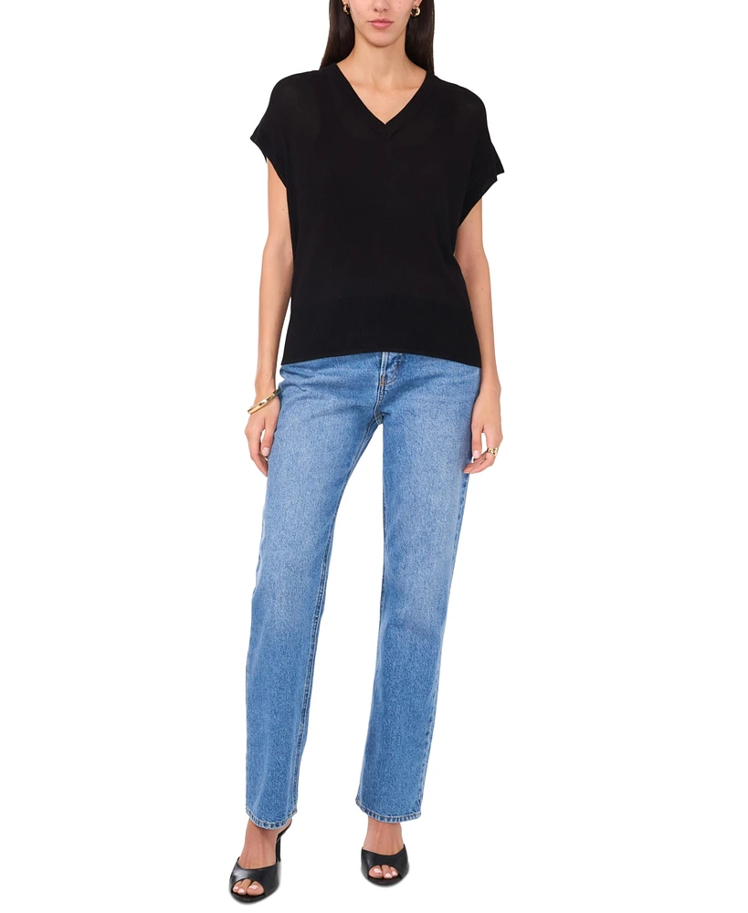 Vince Camuto Women's V-Neck Short-Sleeve Sweater