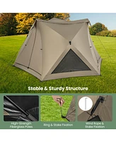 Pop-up Camping Tent for 4/5/6 People with Rainfly Skylight 3 Doors 3 Windows