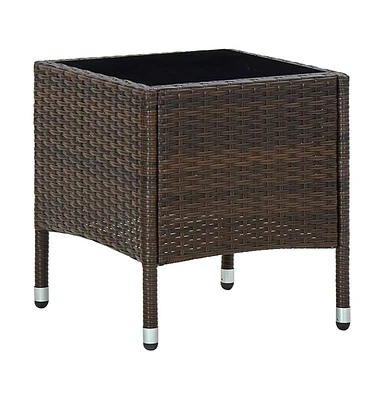 vidaXL Patio Table Brown 15.7"x15.7"x17.7" Poly Rattan