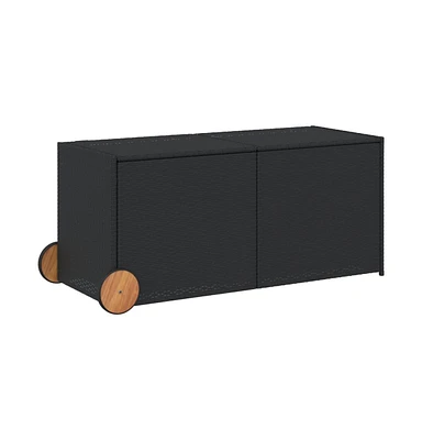 vidaXL Garden Storage Box with Wheels Black 74.8 Gal Poly Rattan