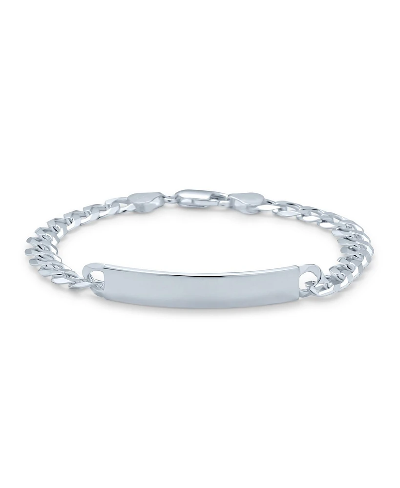 Bling Jewelry Bar Name Plated identification Id Bracelet 6 Mm Miami Cuban Curb Link Chain Link 200 Gauge Sterling Silver