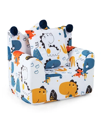 Kids Sofa Chair Foam Filled Armchair Dinosaur Toddler Couch with Cover & Pillow