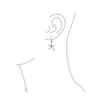 Bling Jewelry Blue Created Opal Accent Nautical Ocean Marine Life Starfish Drop Lever back Earrings .925 Sterling Silver