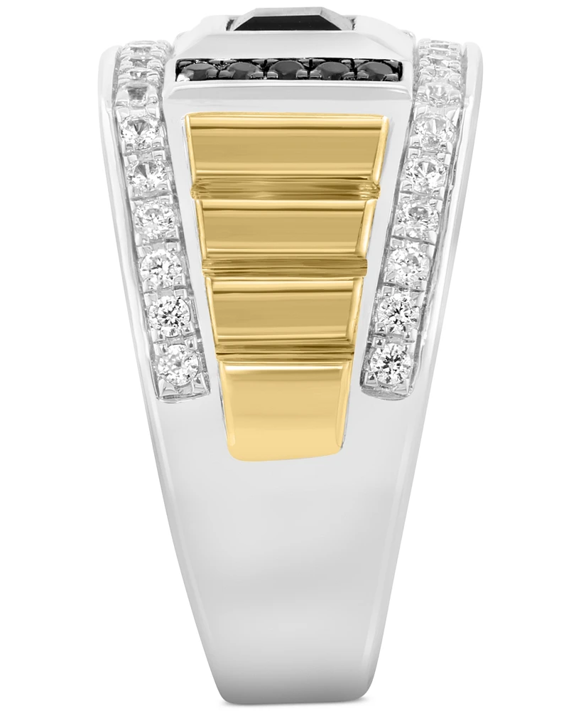 Effy Men's Black Spinel (7/8 ct. t.w.) & Zircon (1 ct. t.w.) in Sterling Silver & Gold Plate