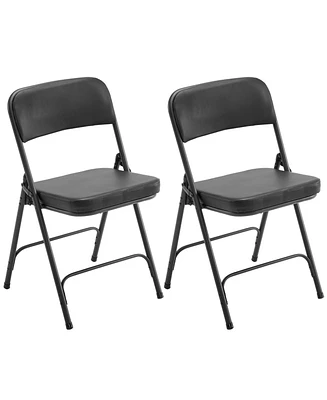 Set of 2 Metal Folding Chairs with Padded Seat and Back Ideal for Home and Office Use