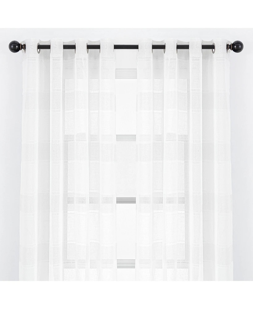 Chanasya Premium 2-Panel Faux Linen Shimmer Textured Sheer Curtain Panels