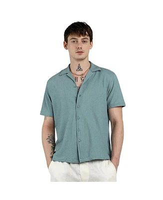 Men's Teal Green Micro Zig-Zag Shirt