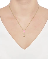 Lab Grown Ruby (1/3 ct. t.w.) & Diamond (1/20 Oval 18" Pendant Necklace 14k Gold-Plated Sterling Silver (Also available Sapphire Eme