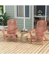 Folding Adirondack Chair Set of with High Backrest & Wide Armrests Wooden