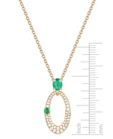 Sapphire (1/2 ct. t.w.) & Diamond (1/3 Oval 18" Pendant Necklace 14k White Gold (Also Available Ruby Emerald)
