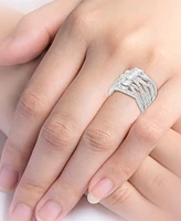 Diamond Round & Baguette Crossover Wide Statement Ring (1-3/4 ct. t.w.) in 14k White Gold