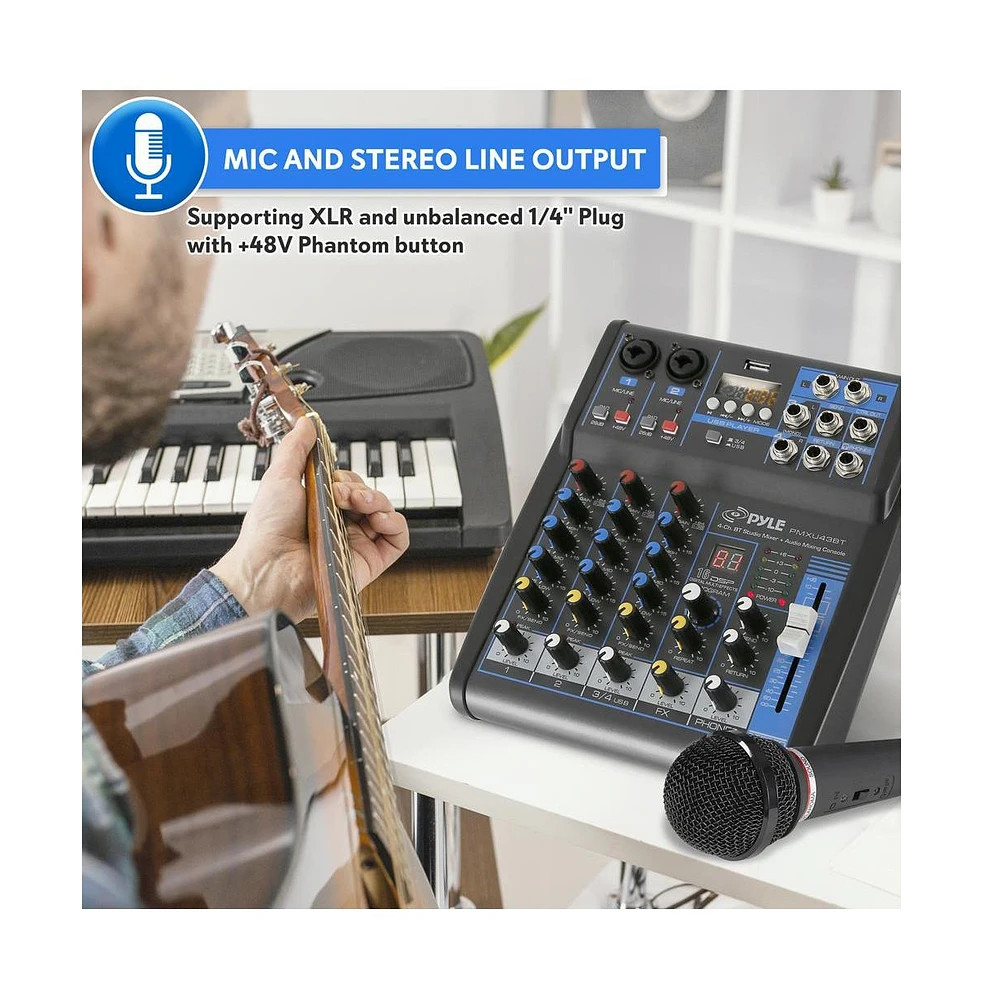 Pyle 4-Channel Bluetooth Pro Audio Dj Sound Mixer