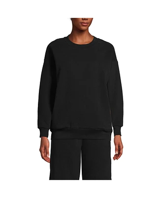 Lands' End Women's Serious Sweats Oversized Long Sleeve Crew Neck Sweatshirt - Set Top