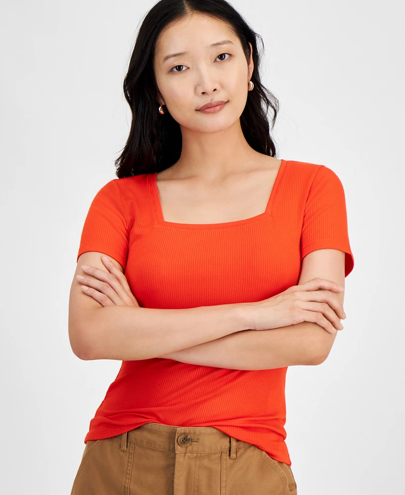 On 34th's Women's Knit Square-Neck Top, Created for Macy's