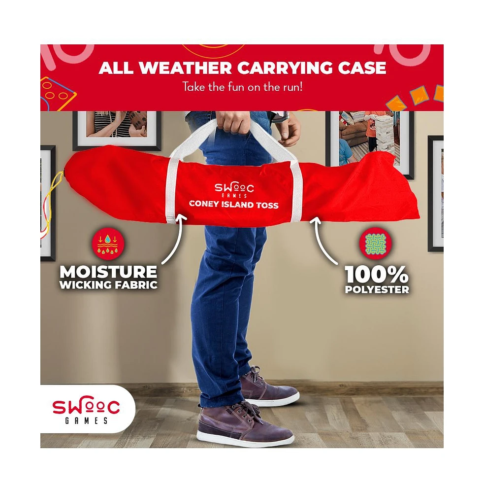 Swooc Coney Island Toss - Boardwalk Inspired Cornhole Bounce Game (15+ Games Included) - Pvc Corn Hole Bean Bag Toss Game