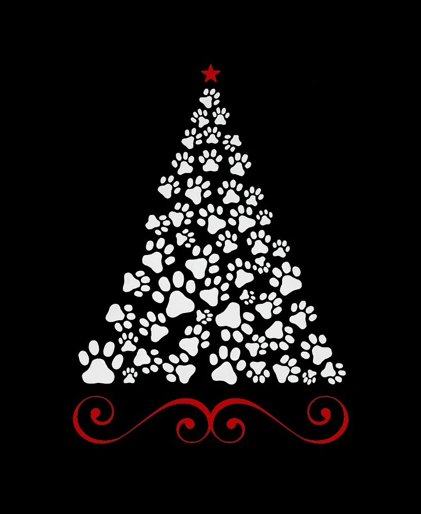 La Pop Art Women's Paw Christmas Tree Crew Neck T-Shirt