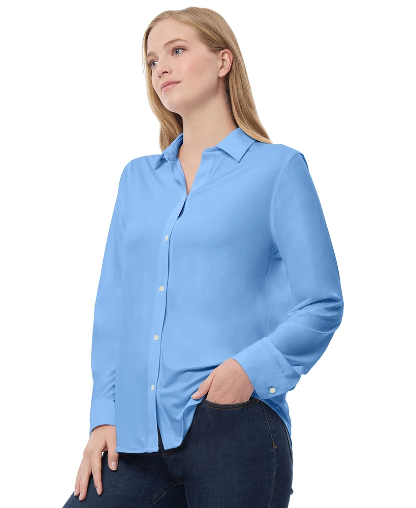 Jones New York Women's Solid-Color Button-Front Shirt