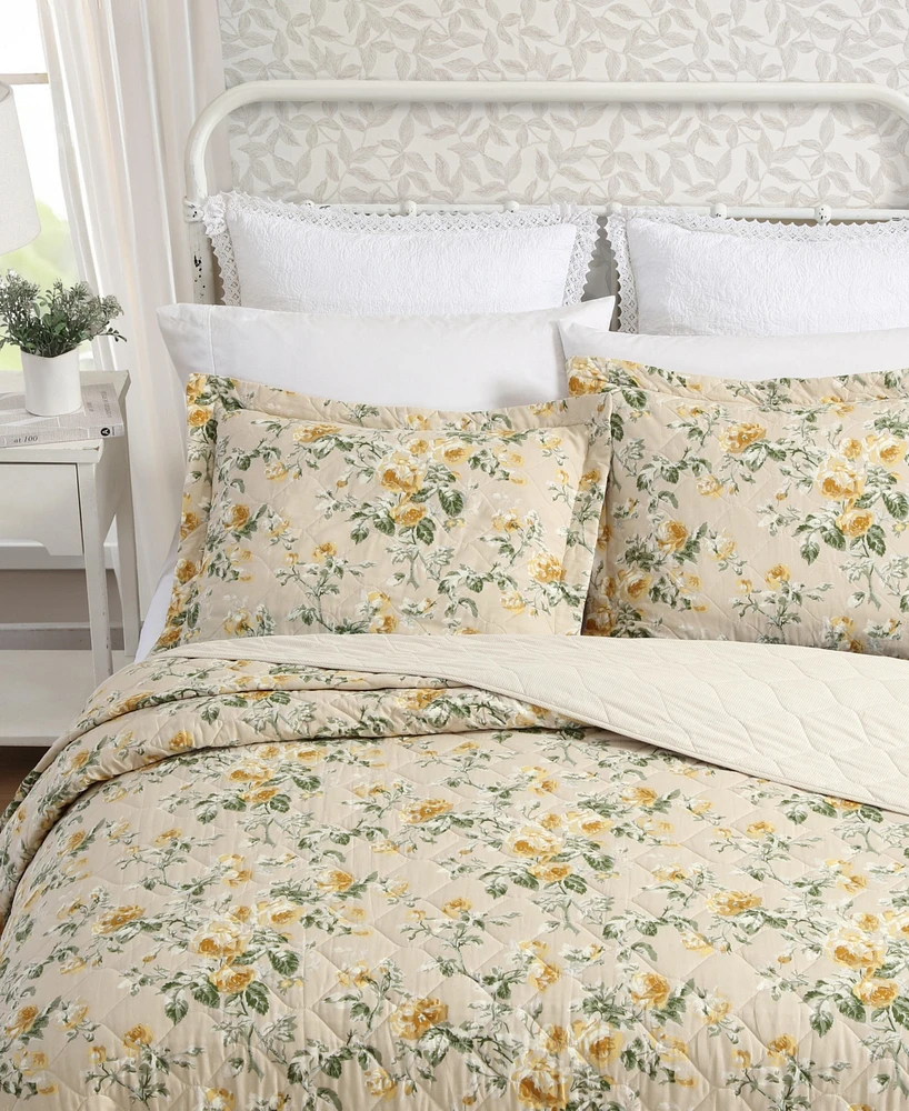 Laura Ashley Roses Reversible 2-Pc. Quilt Set, Twin