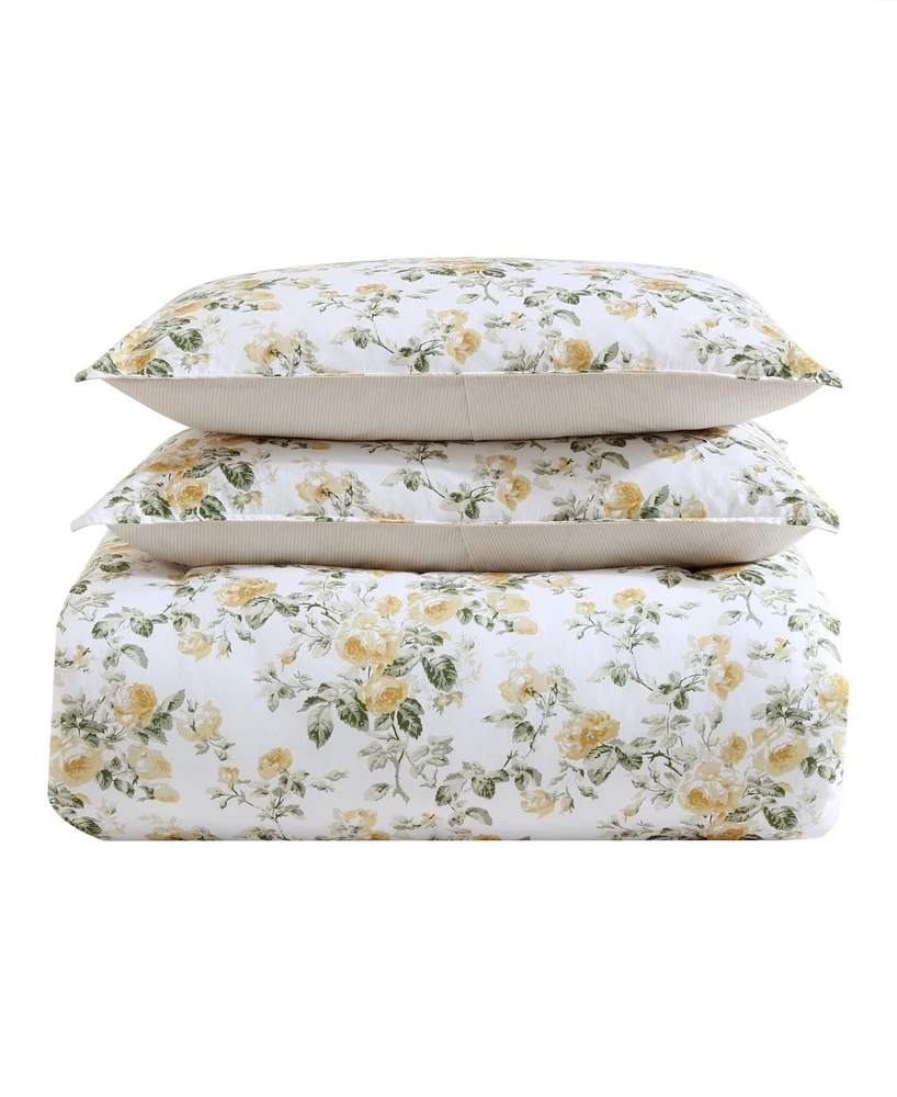 Laura Ashley Roses Sateen 2-Pc. Duvet Cover Set, Twin