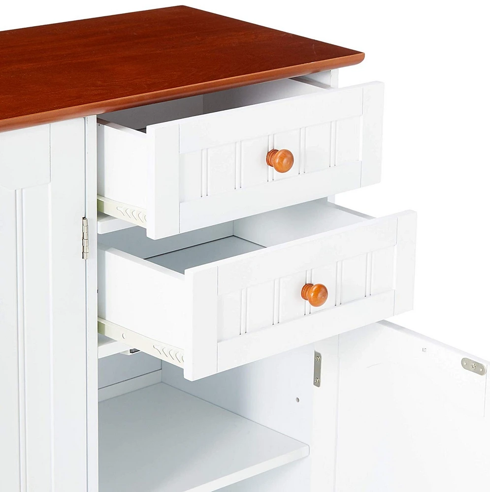 Kings Brand Furniture Kitchen Sideboard Buffet Storage Cabinet with 2 Drawers and 3 Doors for Kitchen Dining Room (White/Walnut)
