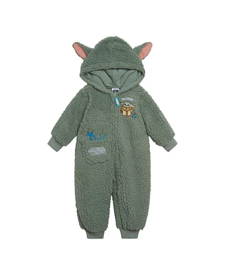 Star Wars Baby Boys The Mandalorian Grogu Cozy Sherpa Zip Up Cosplay Coverall