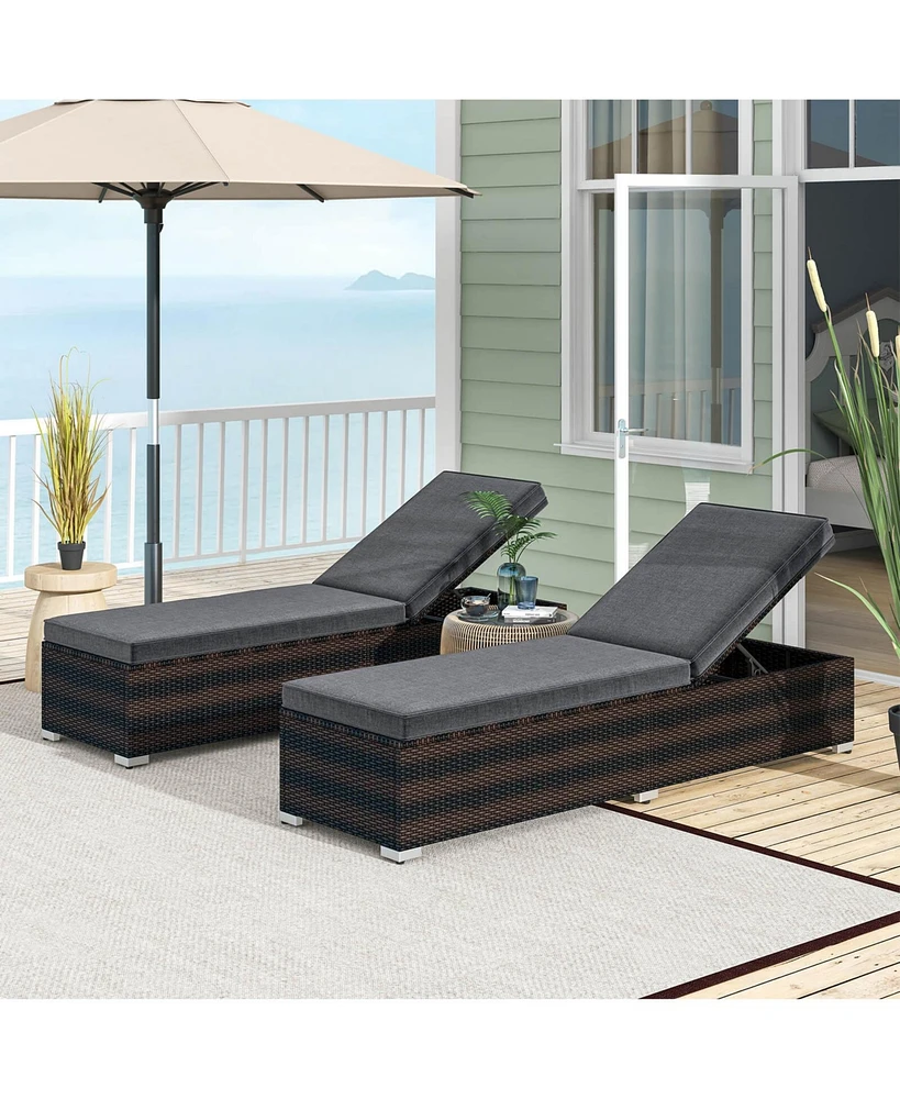Pcs Chaise Lounge with 4-level Backrest Heavy-Duty Metal Frame Seat Cushion