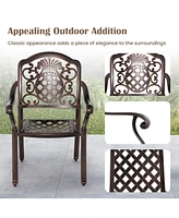 Pcs Patio Cast Aluminum Chairs Outdoor Metal Armchairs with Ergonomic Curved Seat