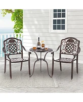 Pcs Patio Cast Aluminum Chairs Outdoor Metal Armchairs with Ergonomic Curved Seat