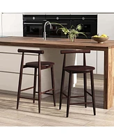 Bar Chair Counter Height Stools Set of with Acacia Wood Frame Supporting Legs