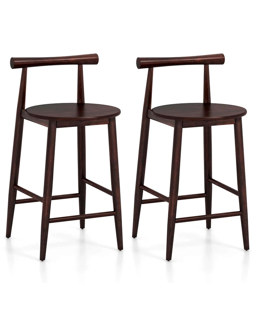 Bar Chair Counter Height Stools Set of with Acacia Wood Frame Supporting Legs