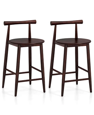 Bar Chair Counter Height Stools Set of with Acacia Wood Frame Supporting Legs