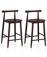 Bar Chair Counter Height Stools Set of with Acacia Wood Frame Supporting Legs