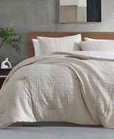 Kenneth Cole New York Serenity Wavy Lines Beige Embossed 3-Pc. Duvet Cover Set