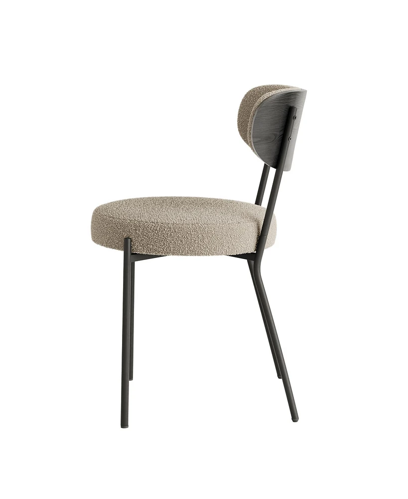 Boucle modern kitchen dining chair Bentwood covered with ash veneer Chair back, metal with black powder coated leg chair, Kitchen Dining Room and livi