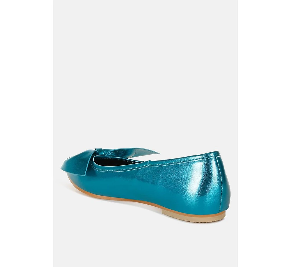Bromelia Metallic Pleather Bow Ballerinas