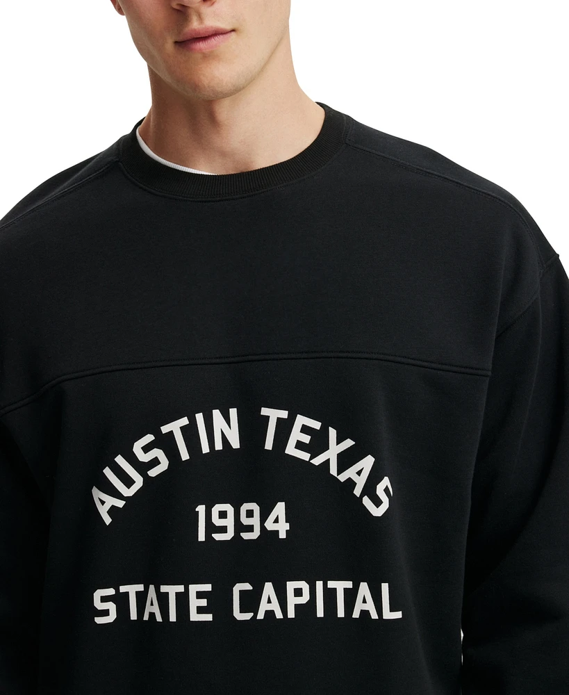 Cotton On Men's Box Fit Graphic Crew Sweatshirt