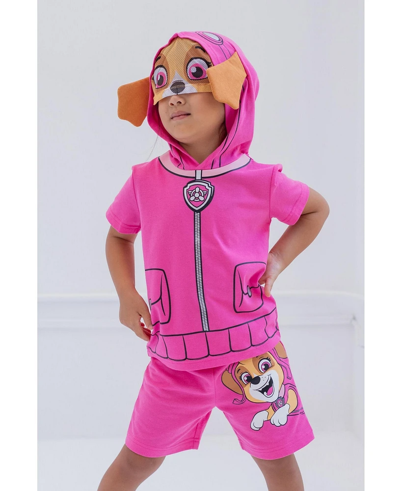 Paw Patrol Little Boys Chase Skye Rubble Marshall Cosplay T-Shirt and Bike Shorts French Terry Outfit Set to