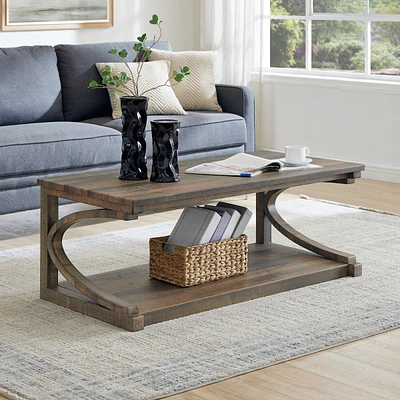 Unique coffee table, solid wood 48 inch modern coffee table modern center table with storage, solid wood special shape coffee table, living room, kitc