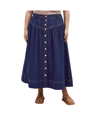 City Chic Plus Ari Denim Skirt