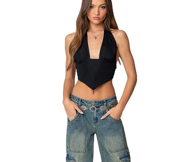 Edikted Open back triangle halter top