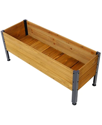Wood Rectangular Garden Planter Box Raised Bed Outdoor, Planters for Outdoor Plants, Elevated Herbs Vegetables Flowers Great Patio Deck Balcony
